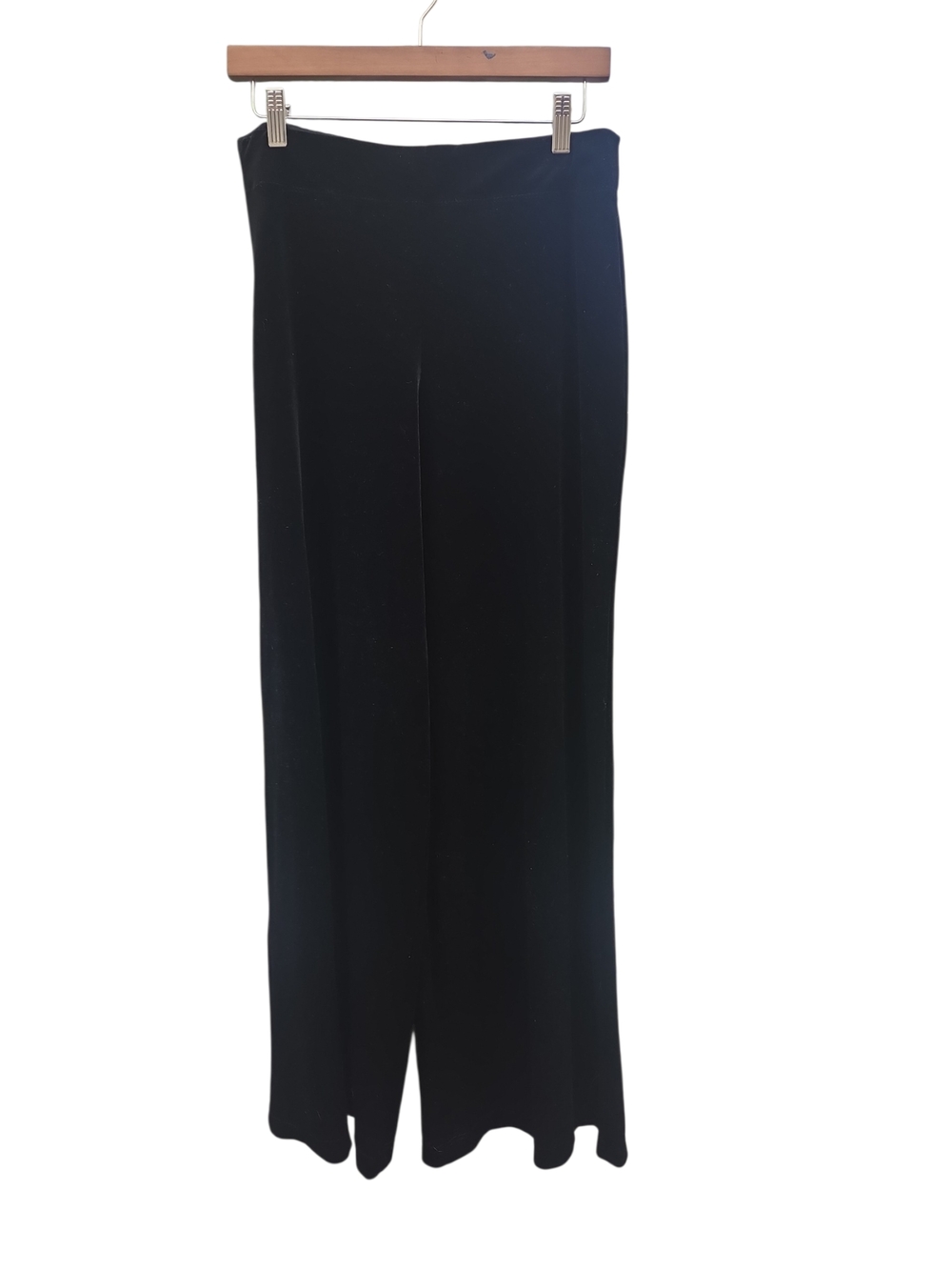 Max Studio Black Wide-Leg Velvet Relaxed Fit High Waisted Pants